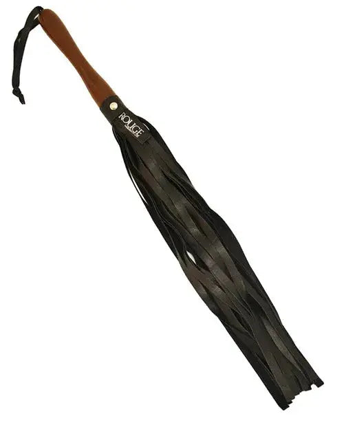 Rouge Wooden Handle Flogger Black Fetish - Whips Crops & Paddles