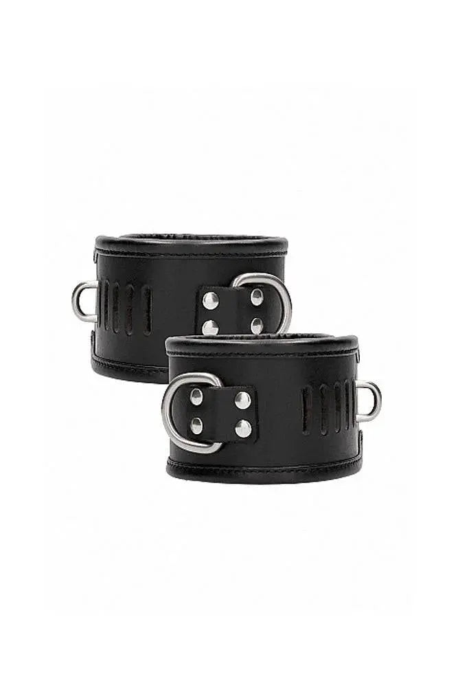 Saddle Leather Bondage Cuffs - Adjustable Restraint Handcuff With Padlock Restraints and Cuffs