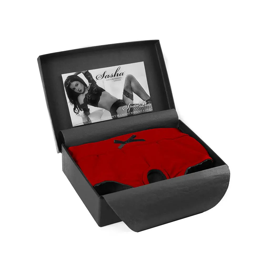 Sasha Cinch Booty Short Strap-on Harness Red Plus Size 2XL Strap-on Shorts