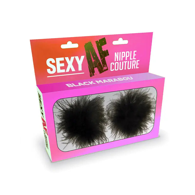Sexy AF Nipple Couture Black Marabou Pasties Lingerie - Pasties and Tassels
