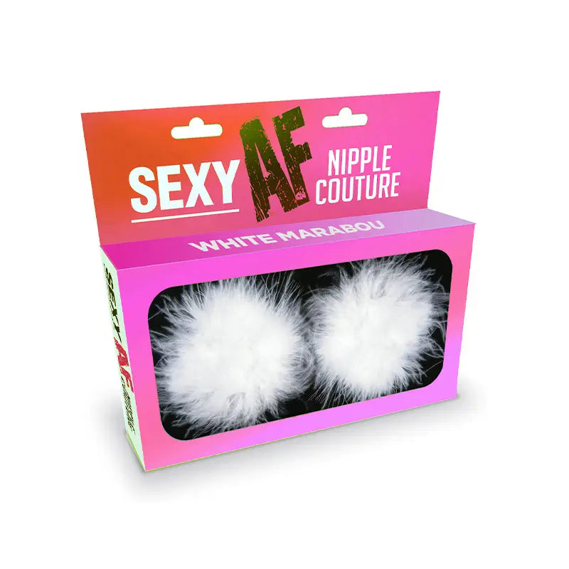Sexy AF Nipple Couture White Marabou Pasties Lingerie - Pasties and Tassels