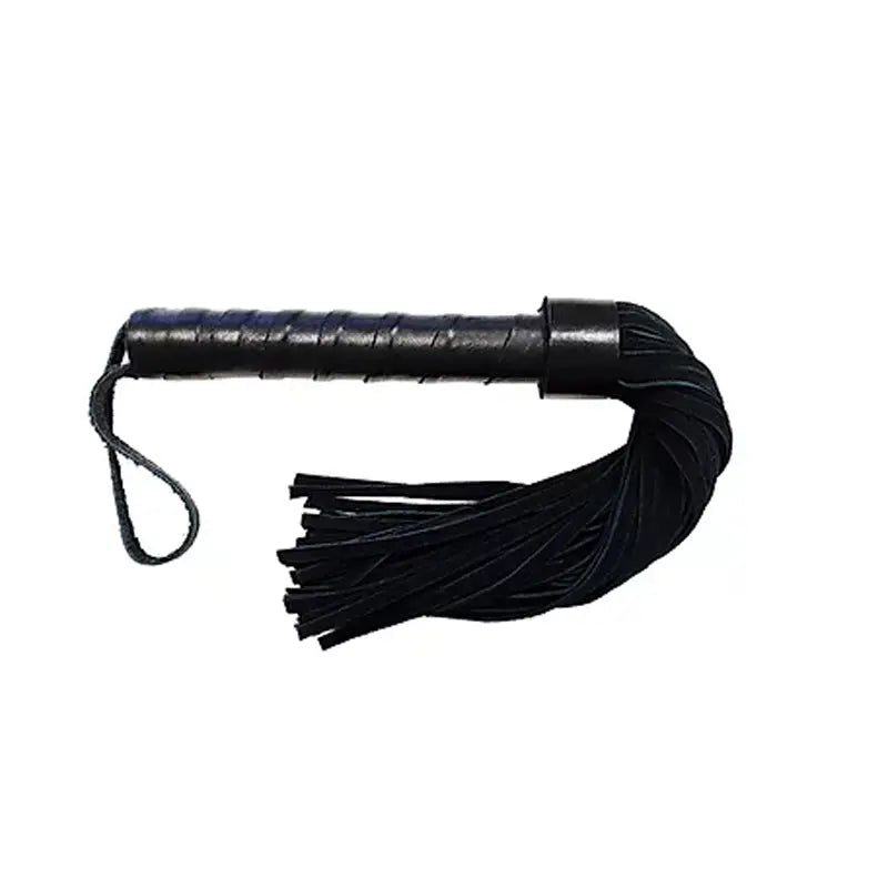 Short Suede Flogger with Leather Handle - BLACK Fetish - Whips Crops & Paddles