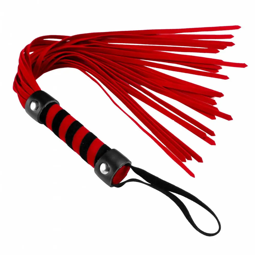 Short Vegan Leather Flogger - Red BDSM Sexy Spanking Flogger