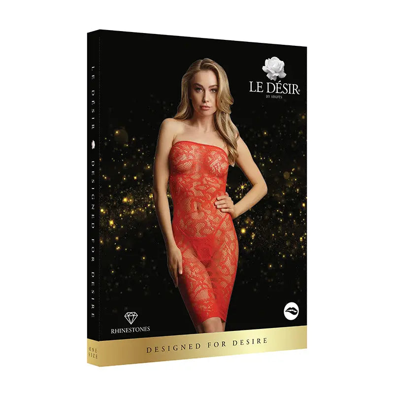 Shots Le Desir Star Rhinestone Dress Red O/S Lingerie - Dresses