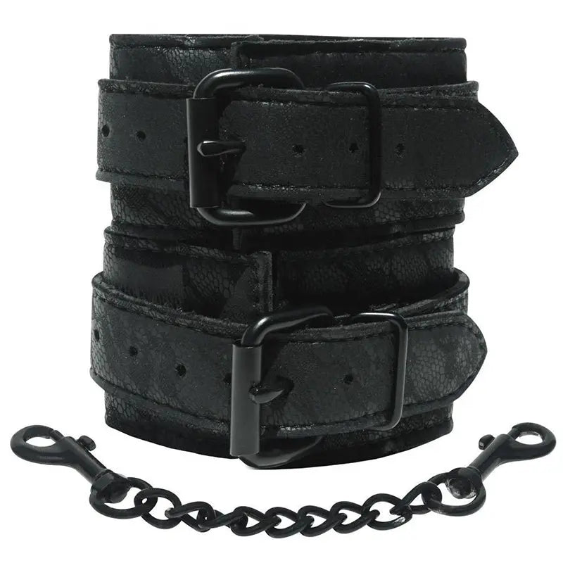 Sincerely, Sportsheets Lace Adjustable Wrist Cuffs with Removable Chain Black Fetish - Cuffs & Restraints