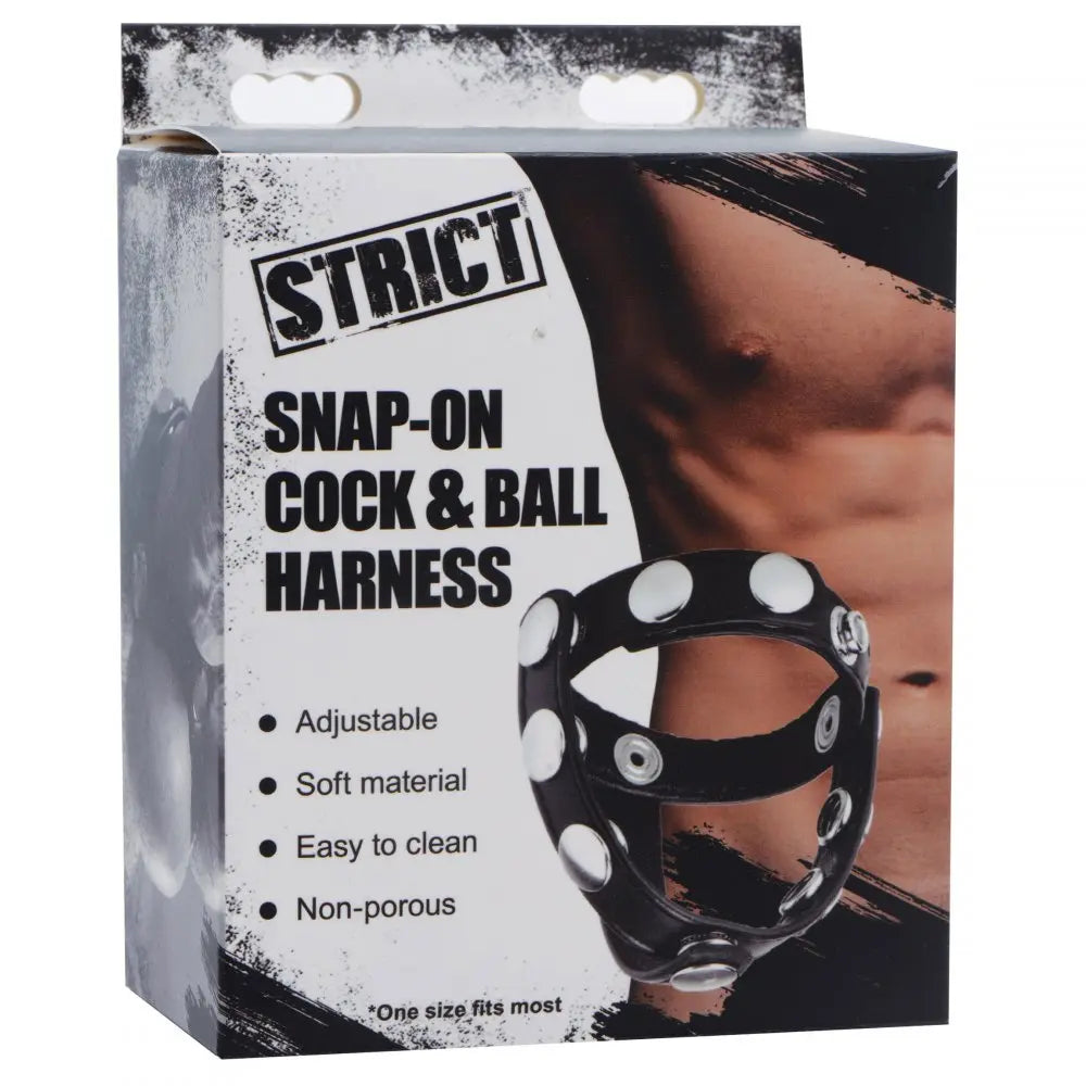 Snap-On Vegan Leather Cock and Ball Harness Cock Rings