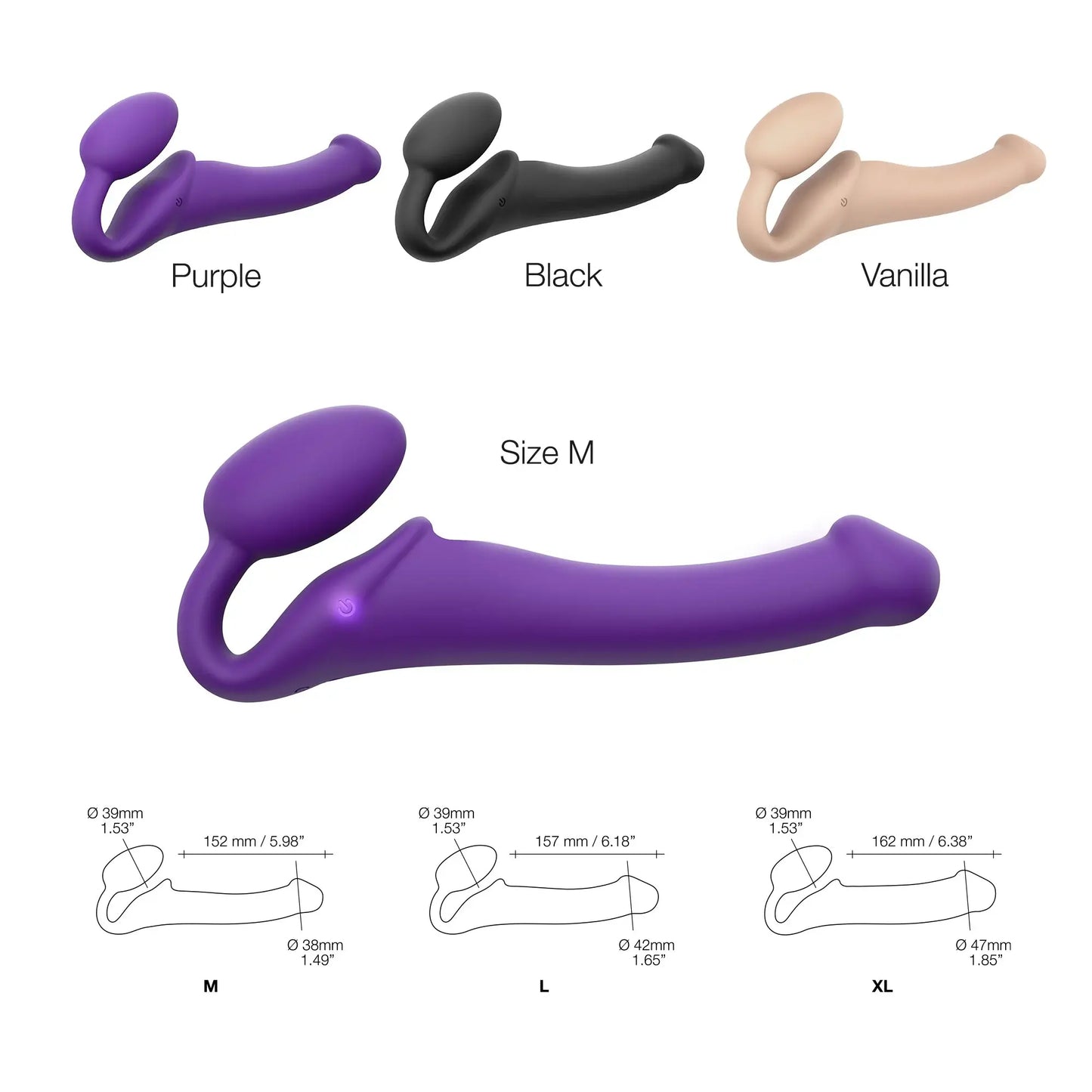 VIBRATING BENDABLE STRAP-ON - M - PURPLE Strap-Ons & Harnesses