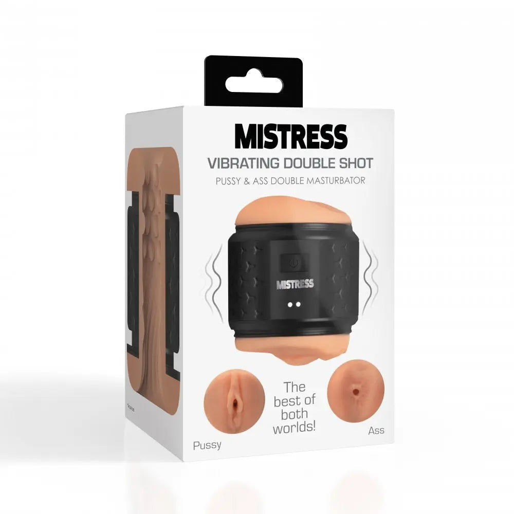 Vibrating Double Shot Mouth and Pussy Stroker Manual Stroker