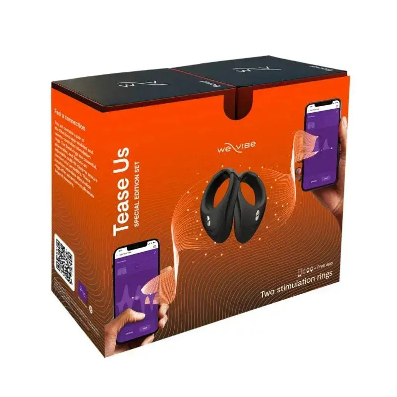 We-Vibe Tease Us Special Edition Wearable Stimulation Ring Set (Bond and Bond) Black Vibrating Cock Ring