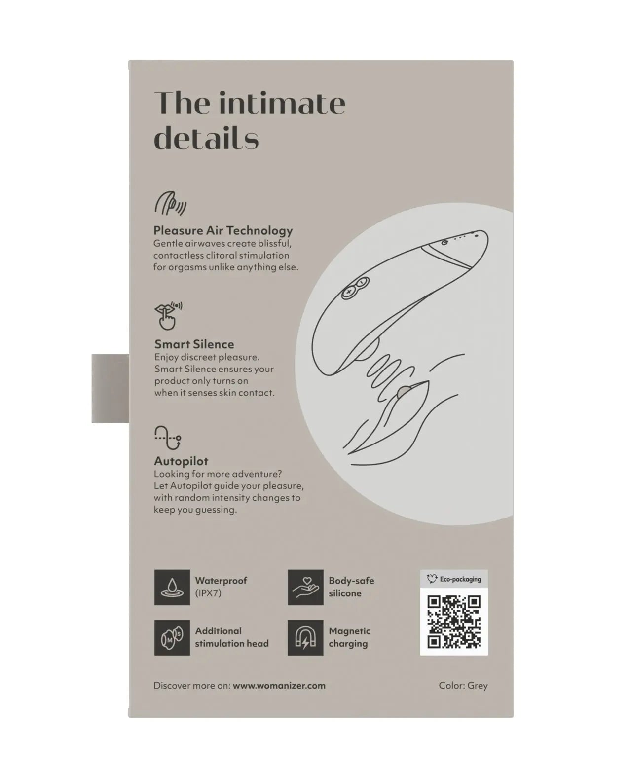 Womanizer Premium 2 Clit Suction Sex Toy Vibrator - Gray Suction Vibrators