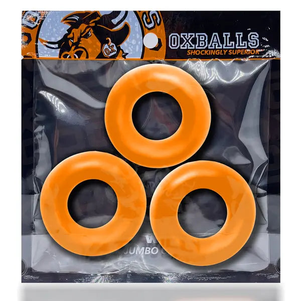 FAT WILLY 3-pack jumbo cockrings ORANGE Cock Rings