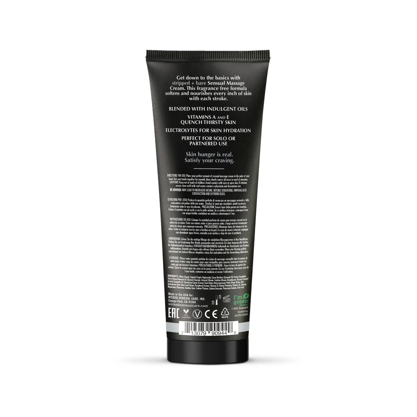 Stripped + Bare Massage Cream 4oz Lubes