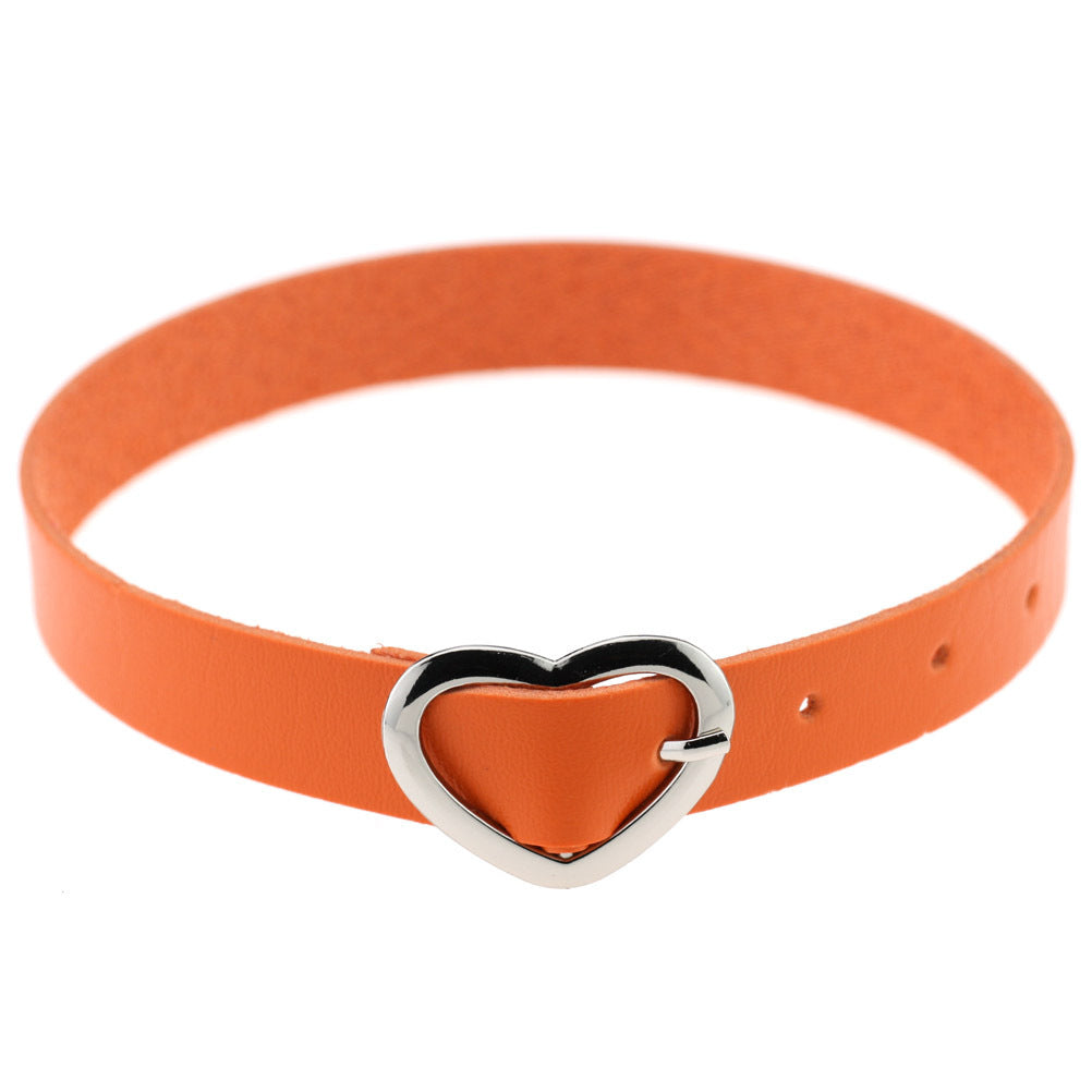 Heart Buckle Leather Submissive BDSM Collar 