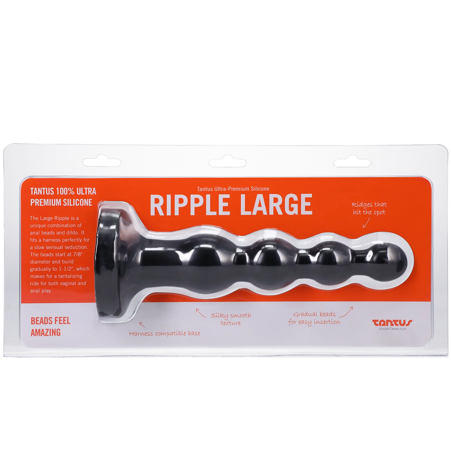 Tantus Silicone Large Ripple Butt Plug Black 