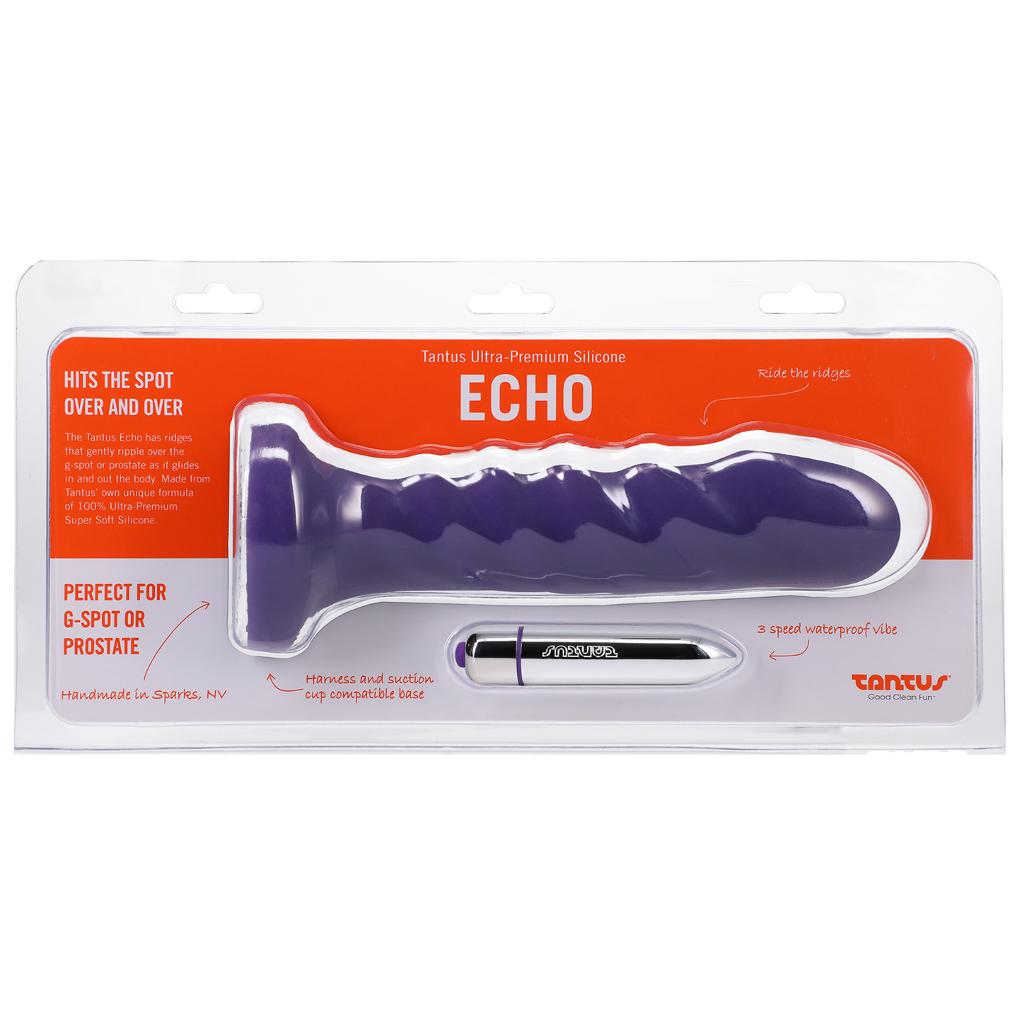 Tantus Silicone Echo Silicone Vibrator Midnight Purple 