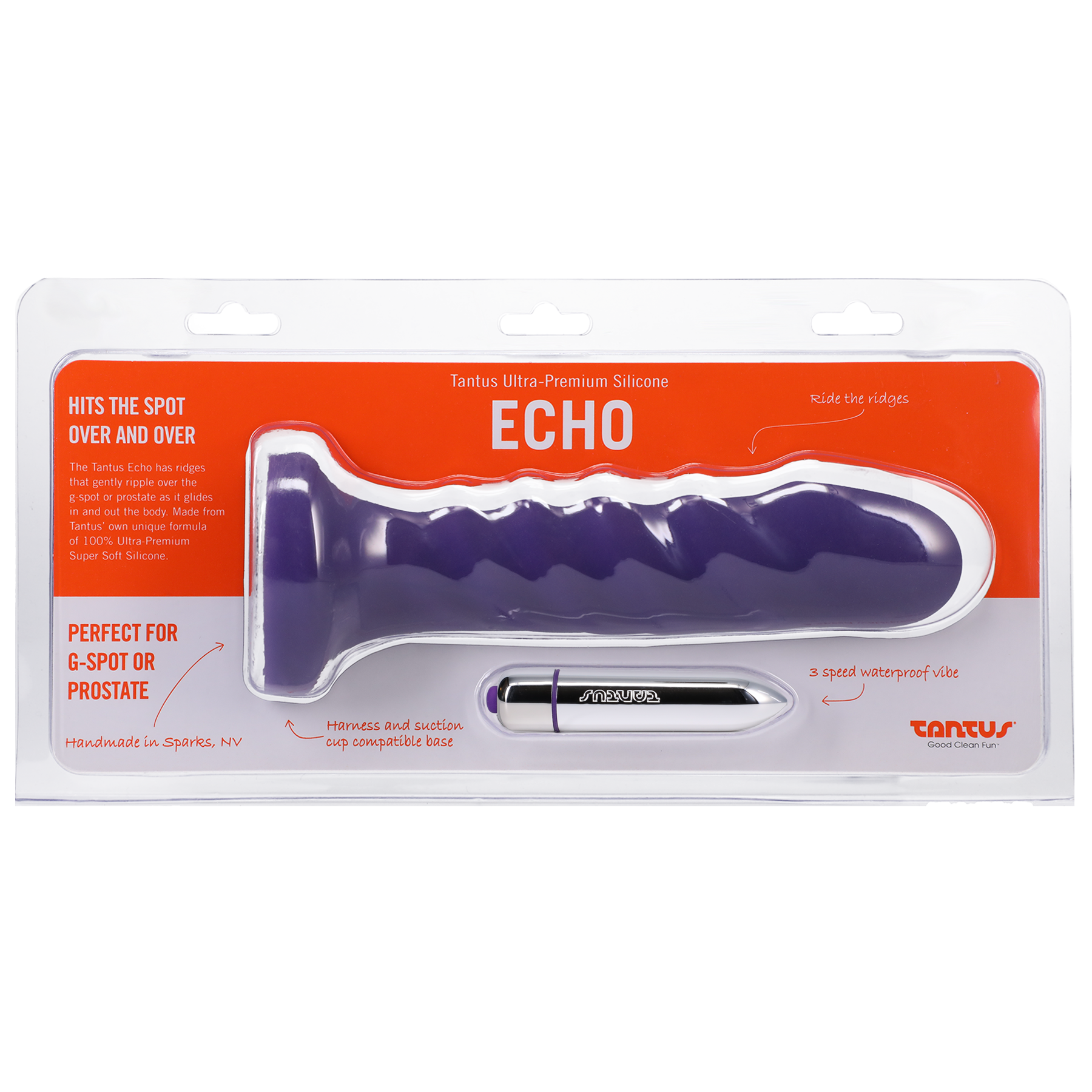 Tantus Silicone Echo Silicone Vibrator Midnight Purple 