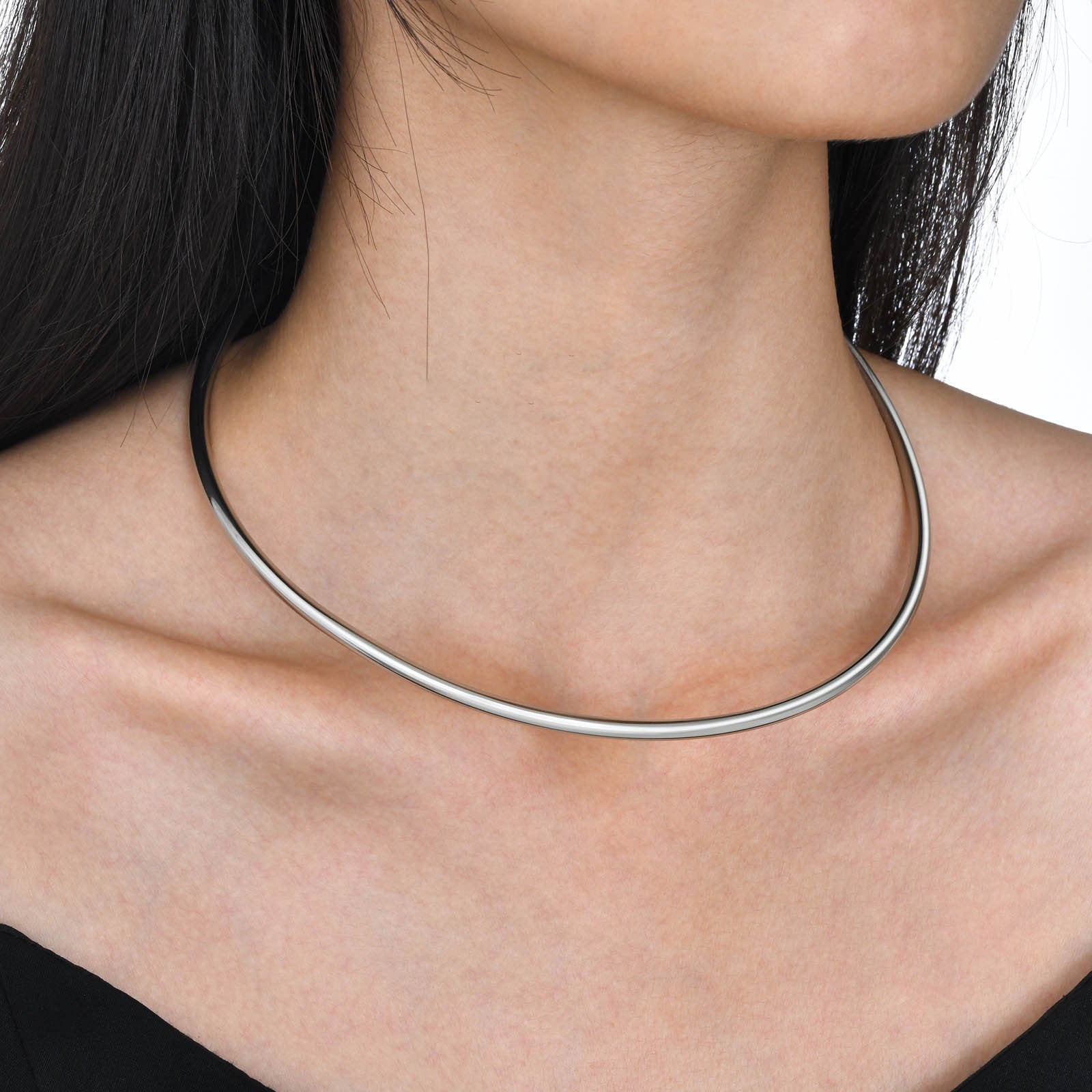 18K Gold-Plated Titanium Steel Simple Collar Necklace 