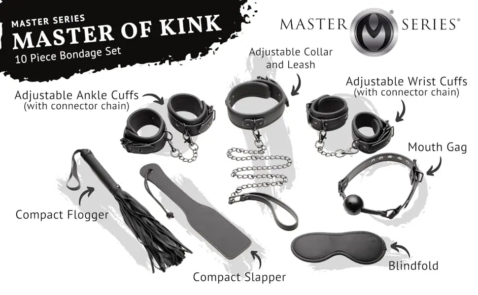 10 Piece Bondage Set BDSM Kit Master of Kink  Bondage Kits