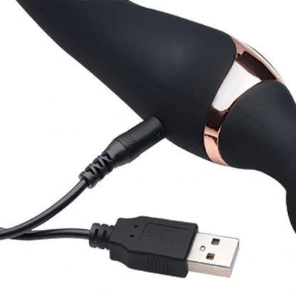 10X Dual Duchess 2-in-1 Silicone Massager - Black  Wand Vibrator