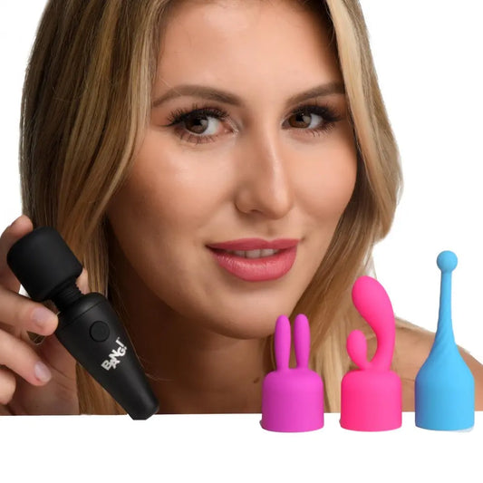 10X Mini Wand Vibrator with 3 Attachments  Vibrating Toys