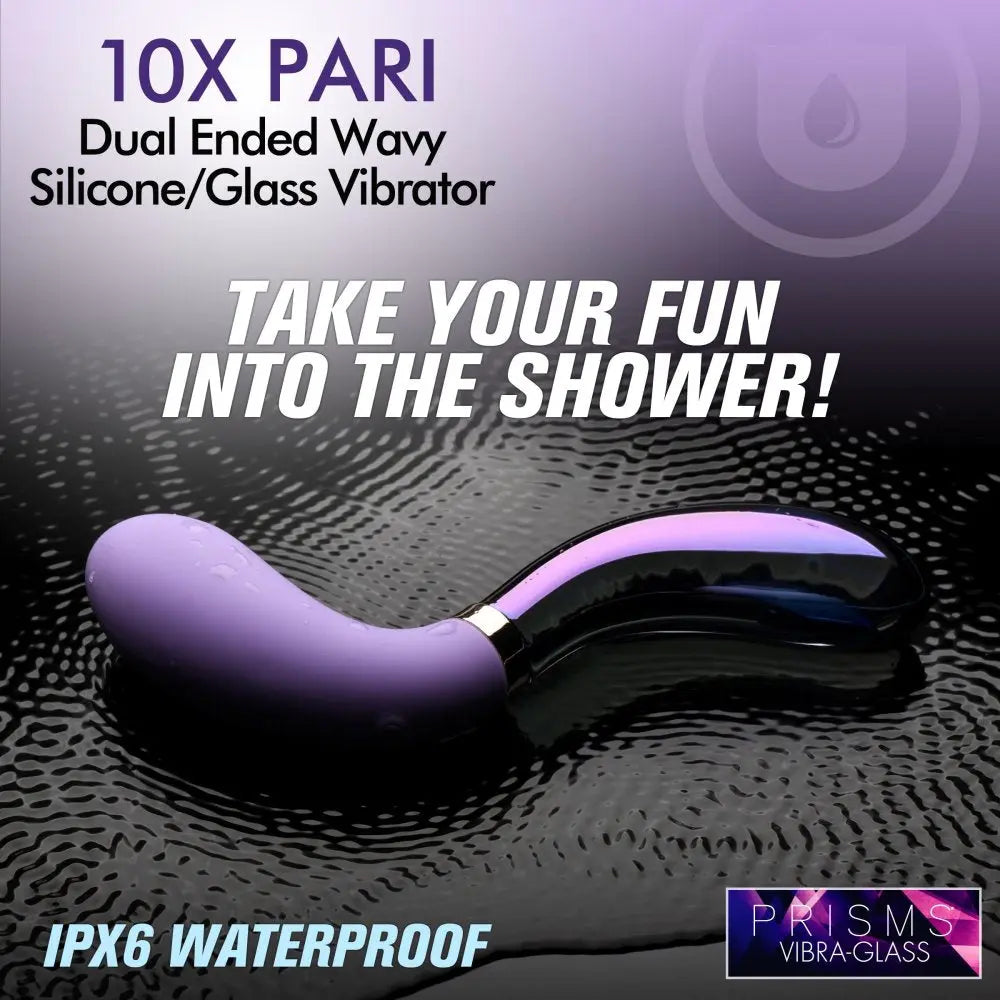 10X Pari Dual Ended Wavy Silicone and Glass Vibrator  Dildos