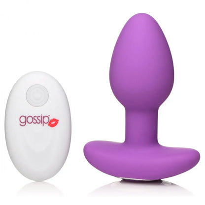10X Pop Rocker Silicone Vibrating Butt Plug with Remote - Violet  Vibrating Anal Sex Toy