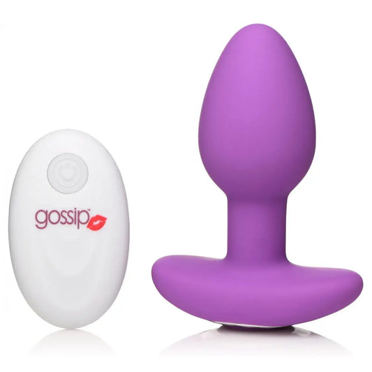 10X Pop Rocker Silicone Vibrating Butt Plug with Remote - Violet  Vibrating Anal Sex Toy
