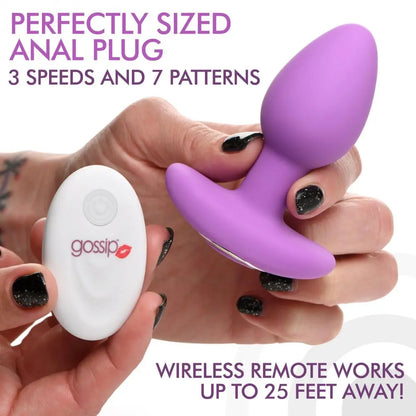 10X Pop Rocker Silicone Vibrating Butt Plug with Remote - Violet  Vibrating Anal Sex Toy