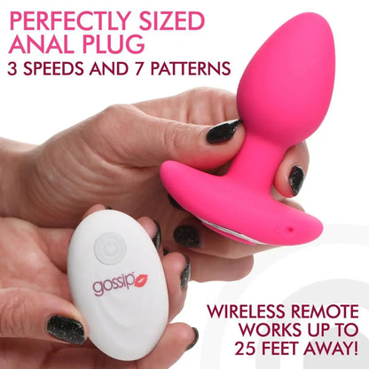 10X Pop Rocker Vibrating Butt Plug with Remote - Magenta  Vibrating Anal Sex Toy