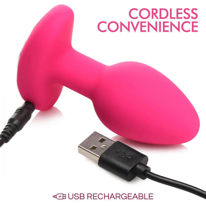 10X Pop Rocker Vibrating Butt Plug with Remote - Magenta  Vibrating Anal Sex Toy