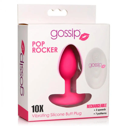 10X Pop Rocker Vibrating Butt Plug with Remote - Magenta  Vibrating Anal Sex Toy