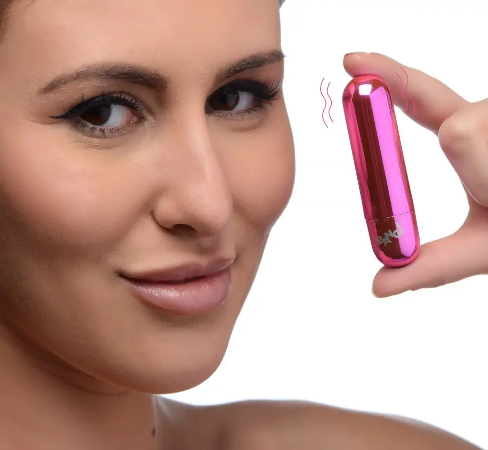 10X Rechargeable Vibrating Metallic Bullet - Pink  Bullet Vibrators