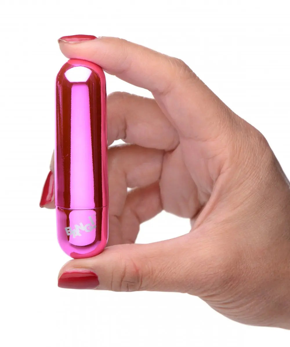 10X Rechargeable Vibrating Metallic Bullet - Pink  Bullet Vibrators