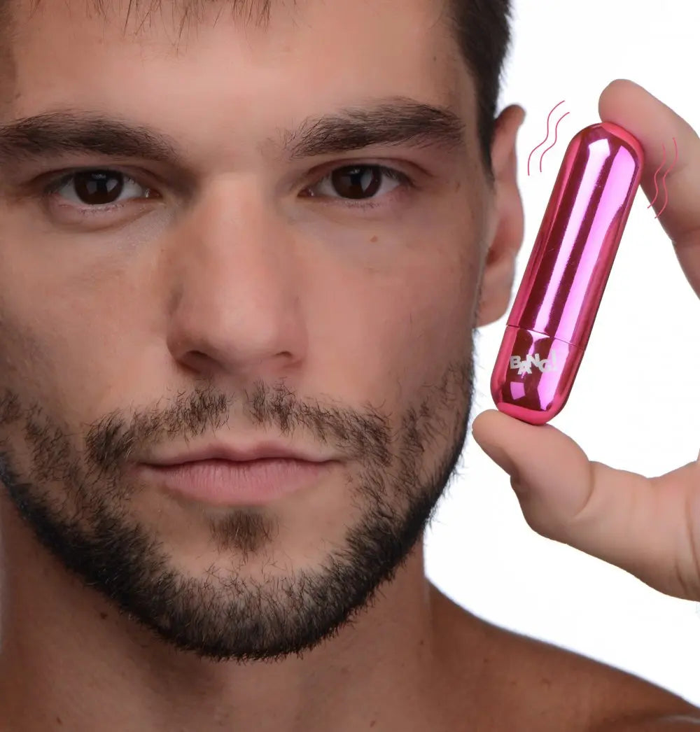 10X Rechargeable Vibrating Metallic Bullet - Pink  Bullet Vibrators