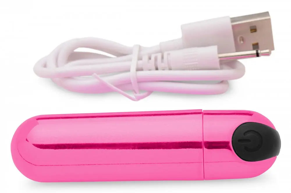 10X Rechargeable Vibrating Metallic Bullet - Pink  Bullet Vibrators