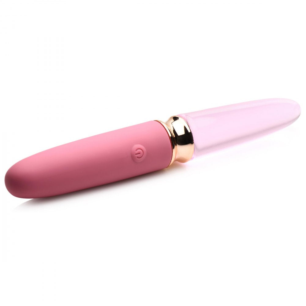 10X Rosé Dual Ended Smooth Silicone and Glass Vibrator  Dildos