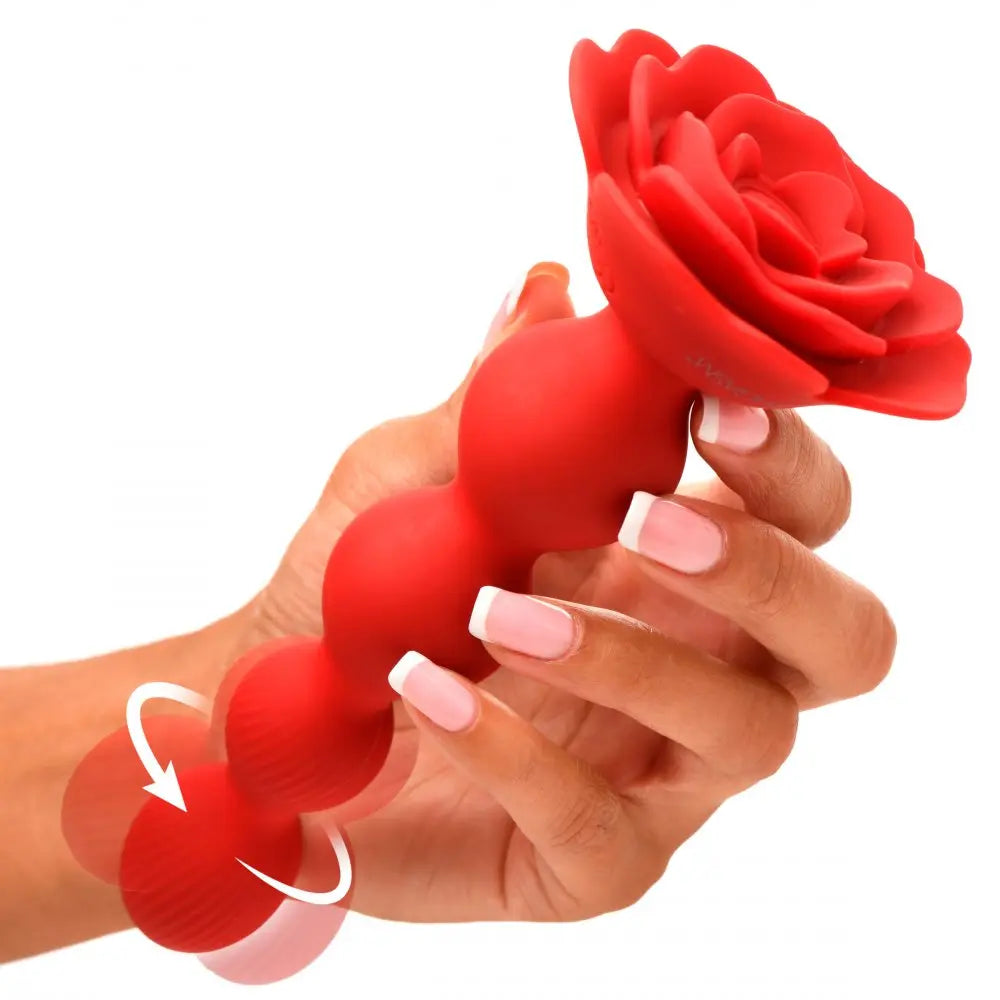 10X Rose Twirl Vibrating and Rotating Silicone Anal Beads  Anal Beads