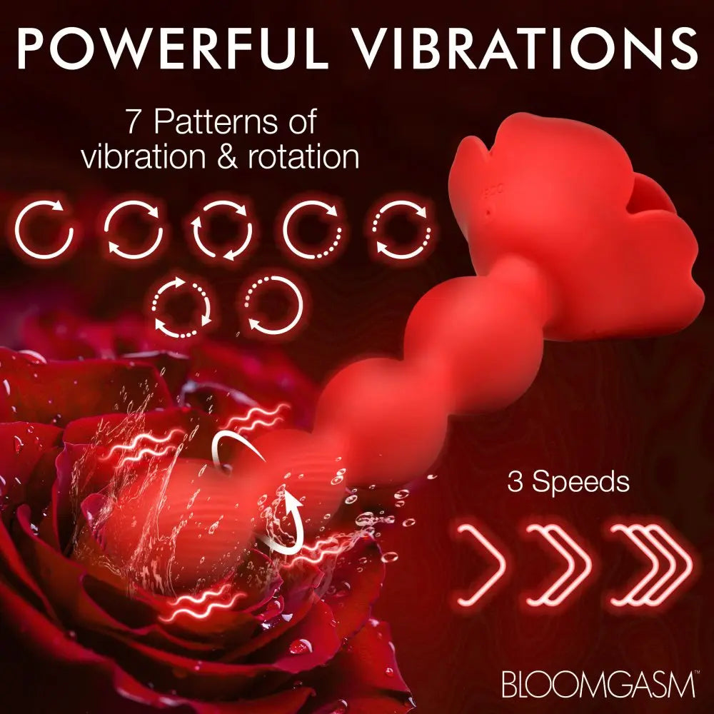 10X Rose Twirl Vibrating and Rotating Silicone Anal Beads  Anal Beads