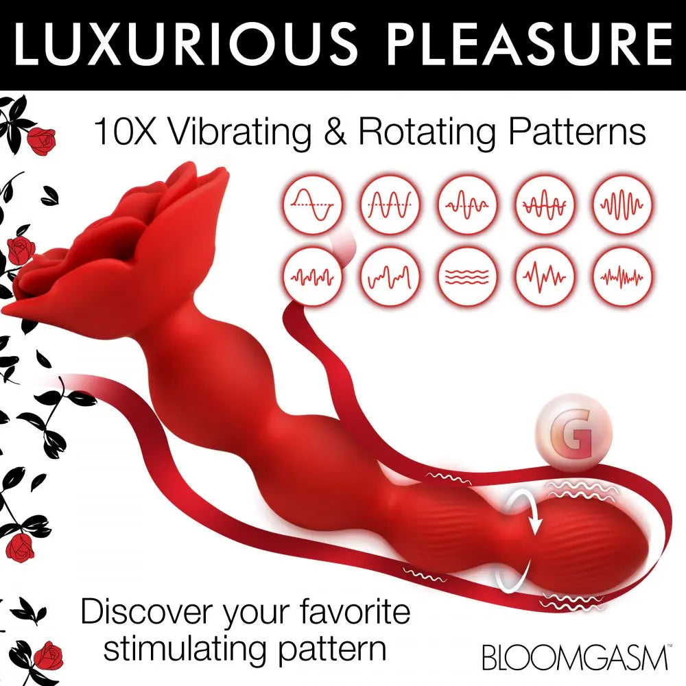 10X Rose Twirl Vibrating and Rotating Silicone Anal Beads  Anal Beads