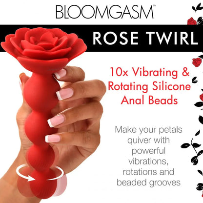 10X Rose Twirl Vibrating and Rotating Silicone Anal Beads  Anal Beads