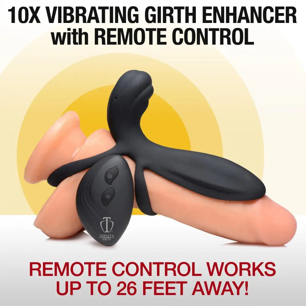 10X Silicone Vibrating Penis Girth Enhancer with Remote Control  Vibrating Toys