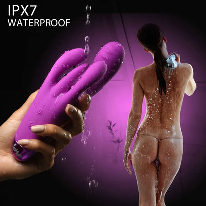 10X Triple Rabbit Silicone Vibrator - Purple  Rabbit Vibrators