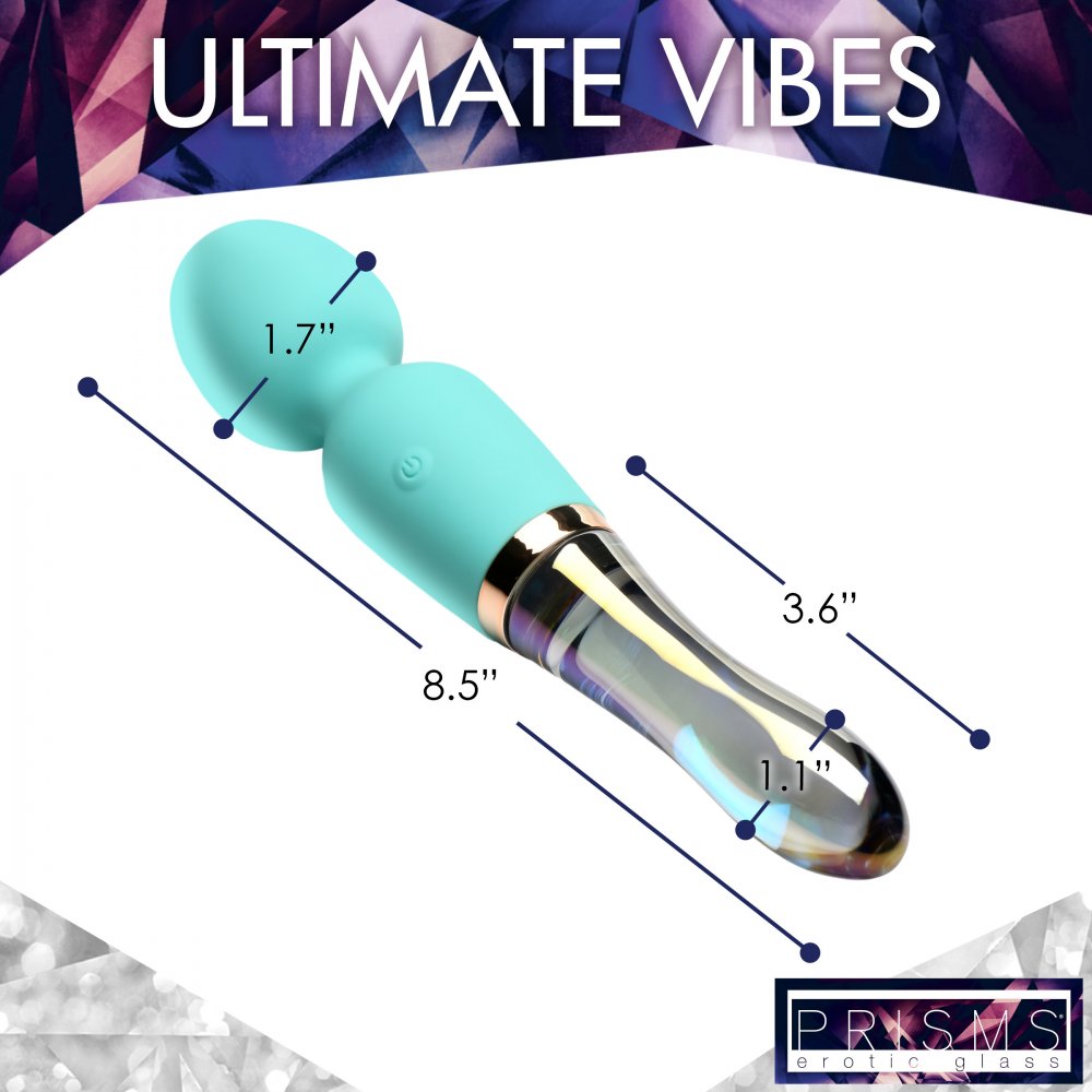 10X Turquoise Dual Ended Silicone and Glass Wand Vibrator  Dildos