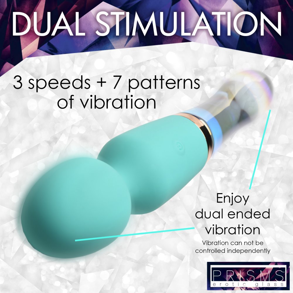 10X Turquoise Dual Ended Silicone and Glass Wand Vibrator  Dildos