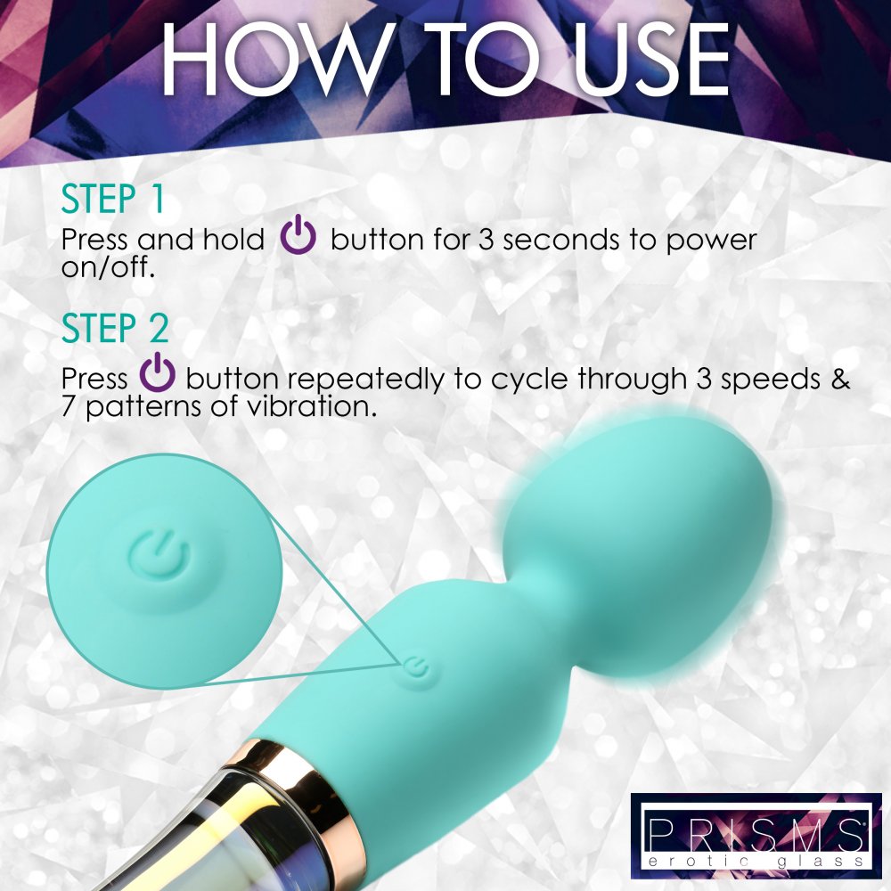 10X Turquoise Dual Ended Silicone and Glass Wand Vibrator  Dildos