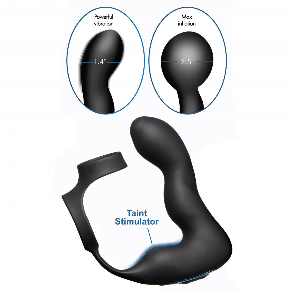 10X Vibrating Inflatable Prostate Plug with Cock and Ball Ring  Prostate Play