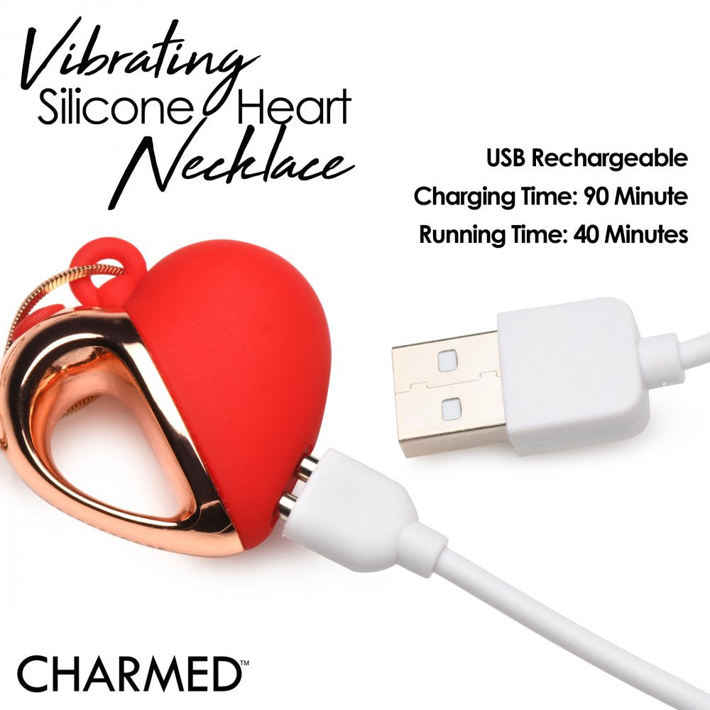 10X Vibrating Necklace Silicone Heart Discreet Vibrator  Jewelry