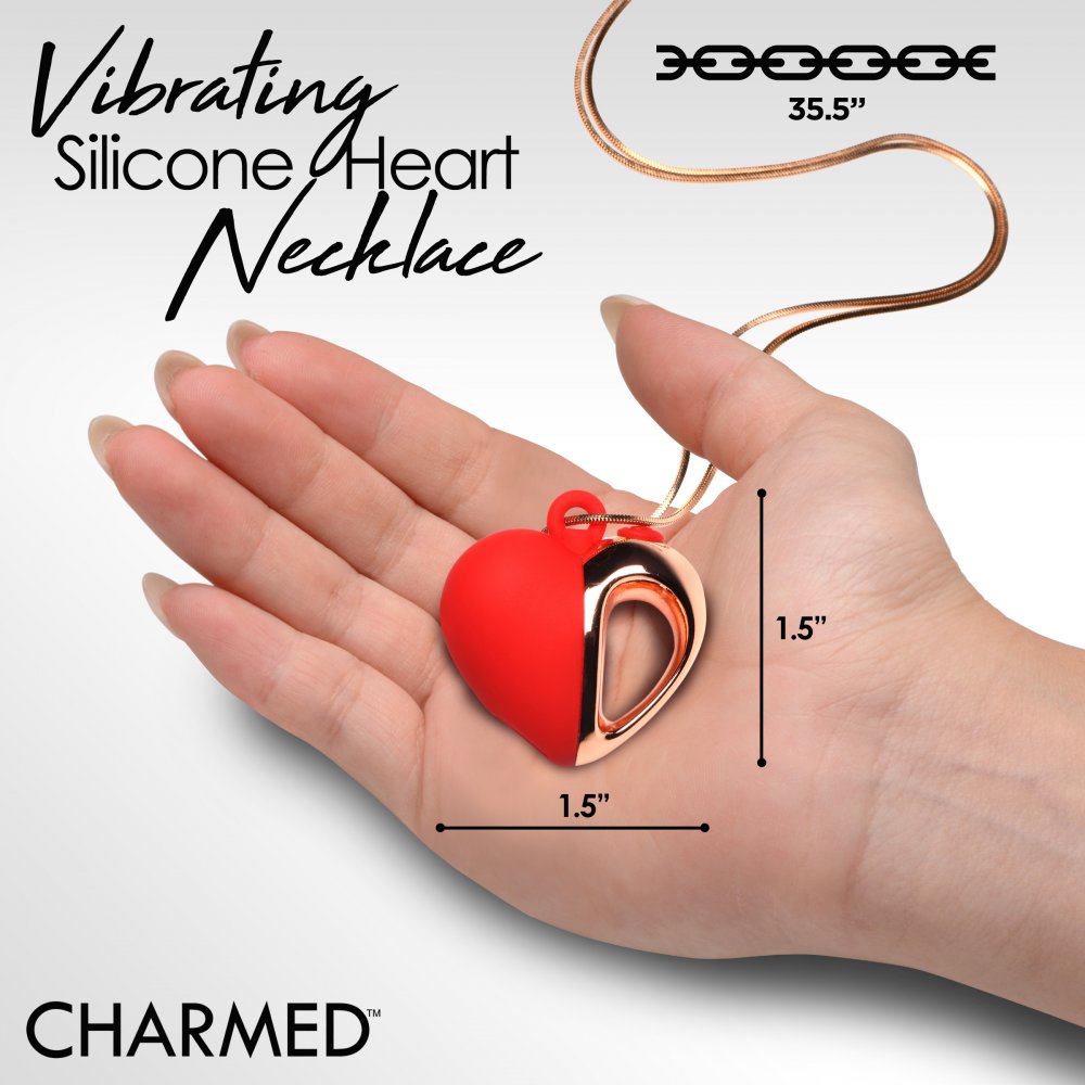 10X Vibrating Necklace Silicone Heart Discreet Vibrator  Jewelry