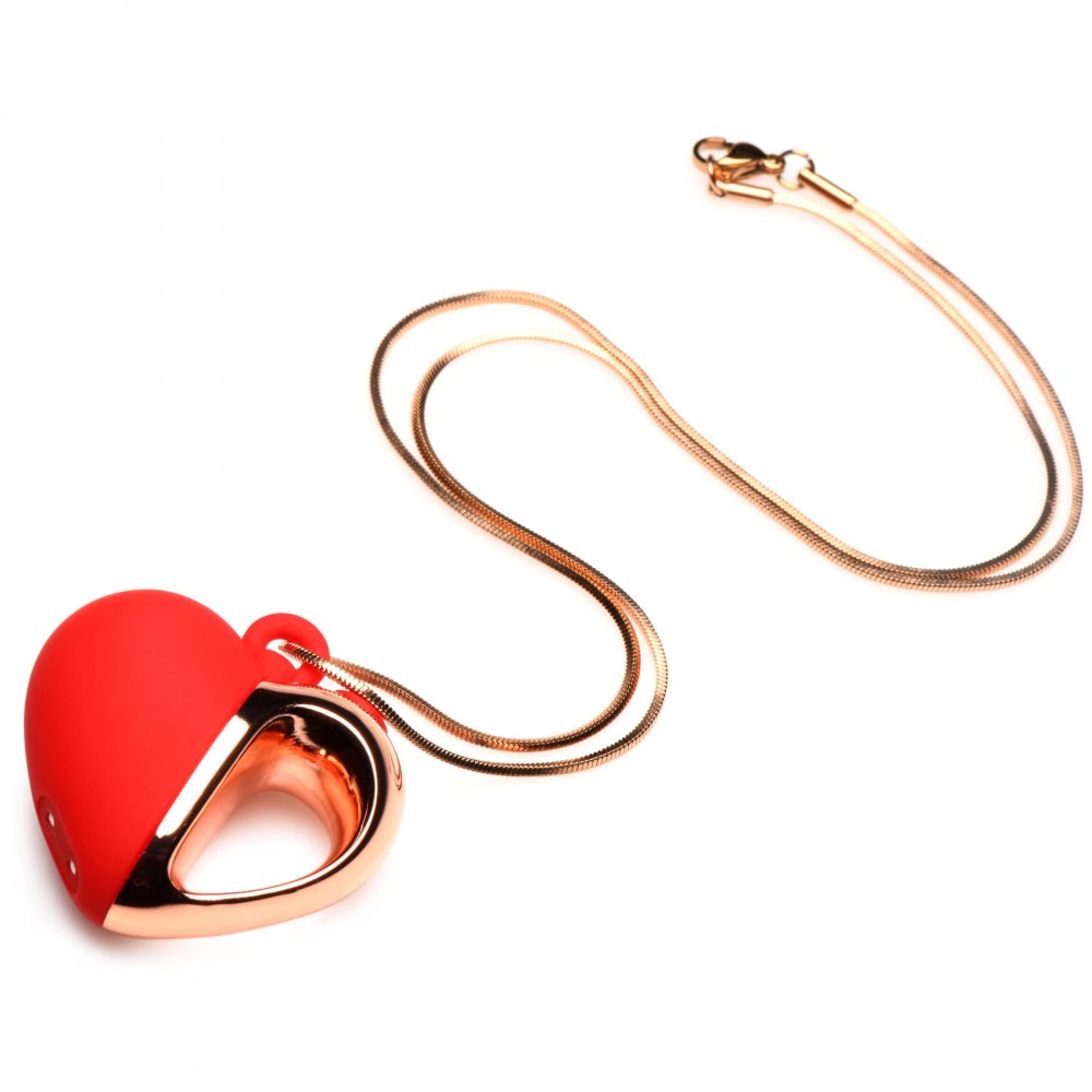 10X Vibrating Necklace Silicone Heart Discreet Vibrator  Jewelry