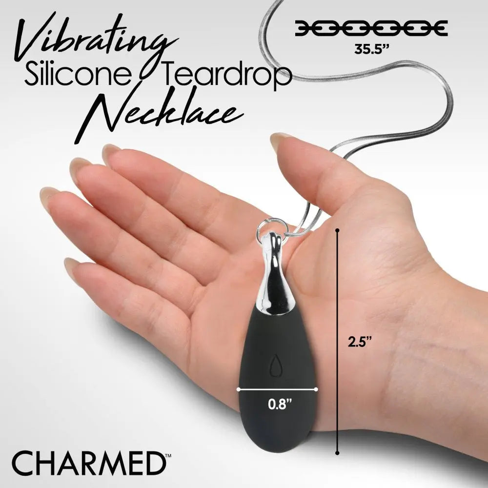 10X Vibrating Necklace Silicone Teardrop Discreet Vibrator Submissive Gift  Jewelry